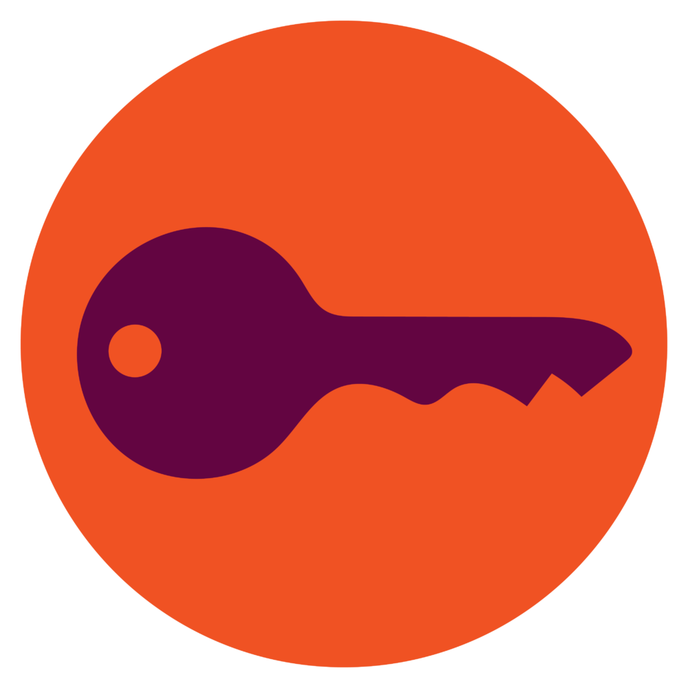 Key icon in purple and orange